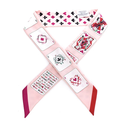 Hermes Silk Jeu de Cartes Twilly Rose Nacre Fuchsia Rouge 1 of 6