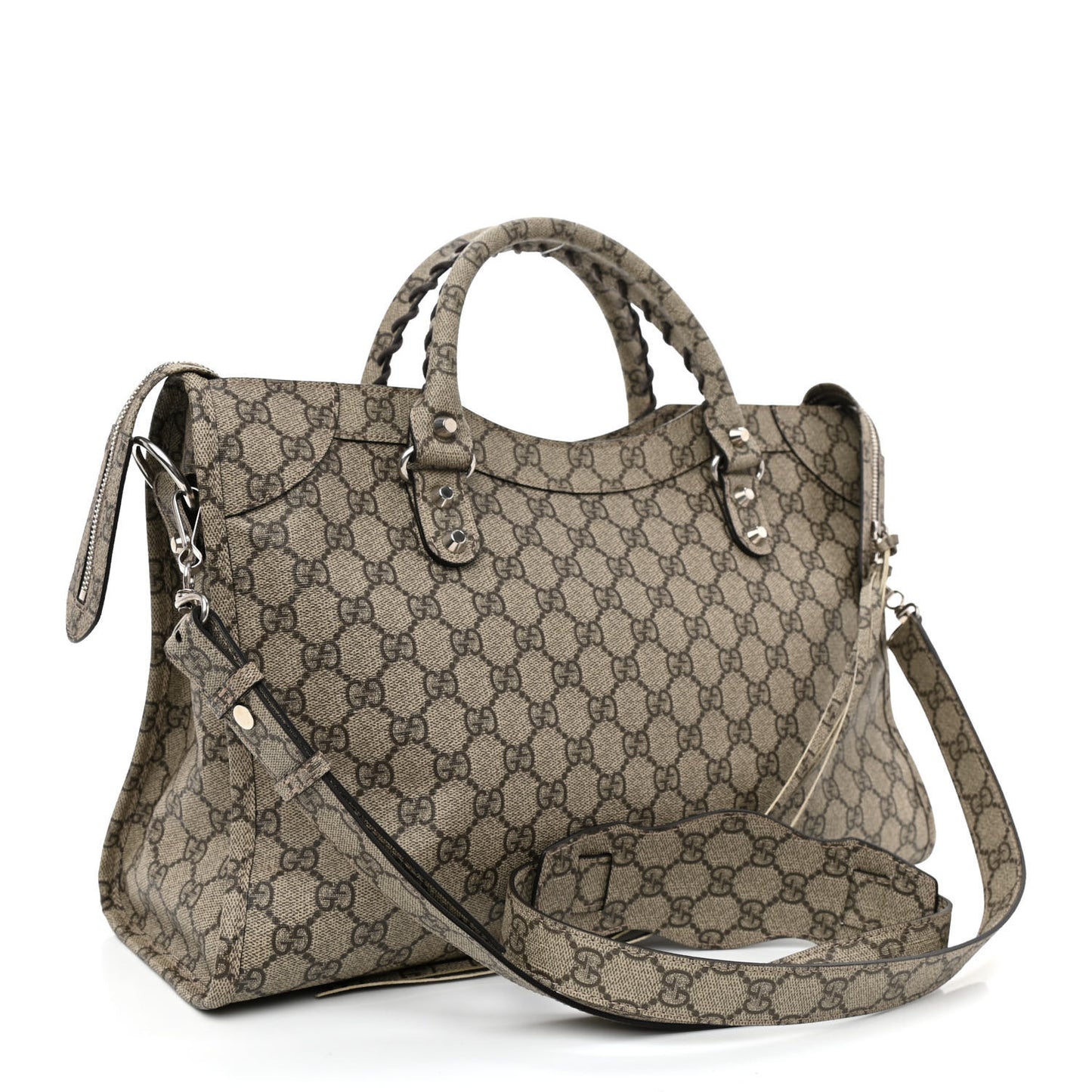 X GUCCI GG Supreme Monogram Neo Classic Silver Hardware City Beige Ebony