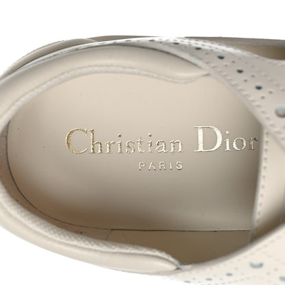 Christian Dior Brushed Calfskin Rubber Perforated Dioriron Derby Flat Shoes 37.5 Off White 8 of 10