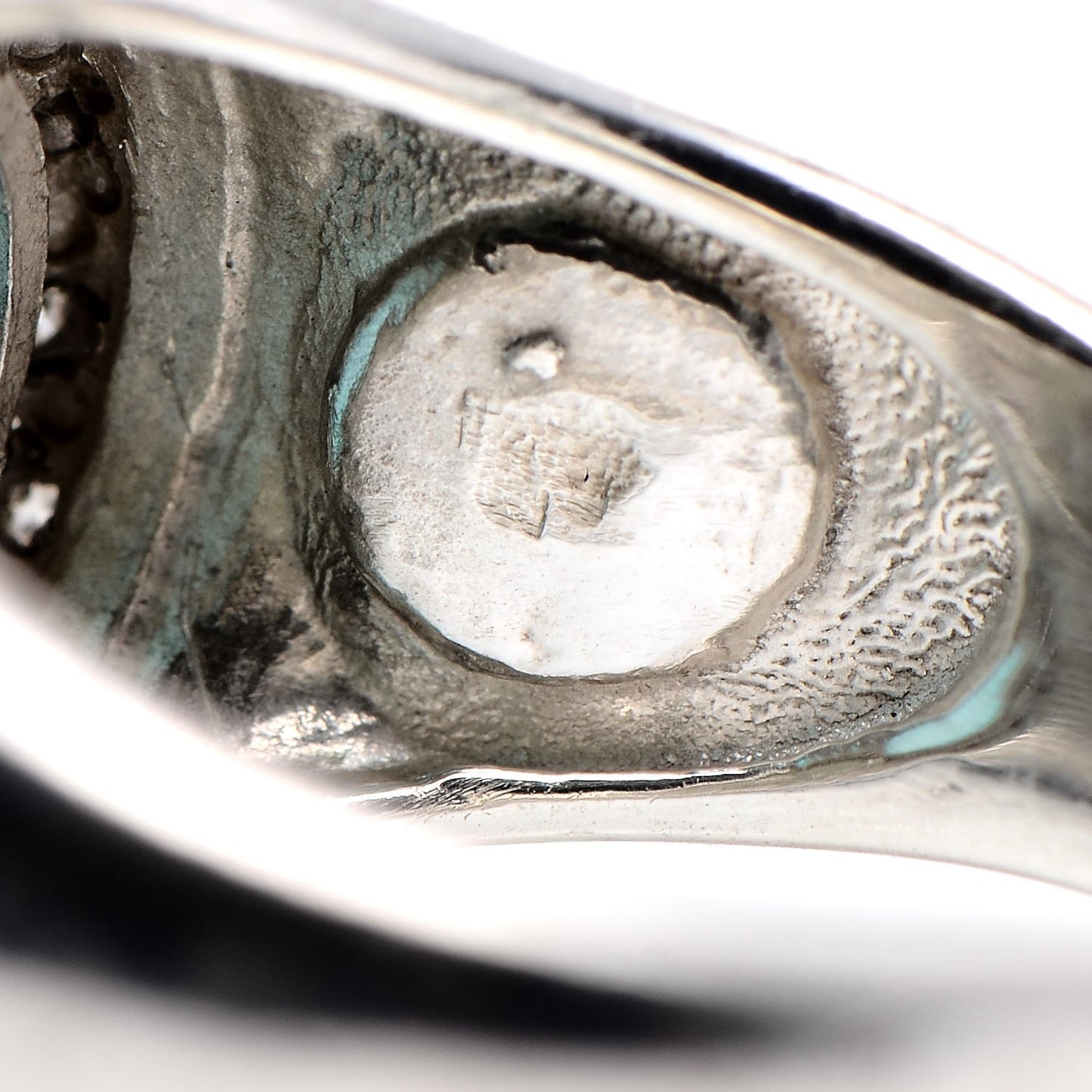 Sterling Silver Diamond Chalcedony Signature Oval Ring 53.5 6.5