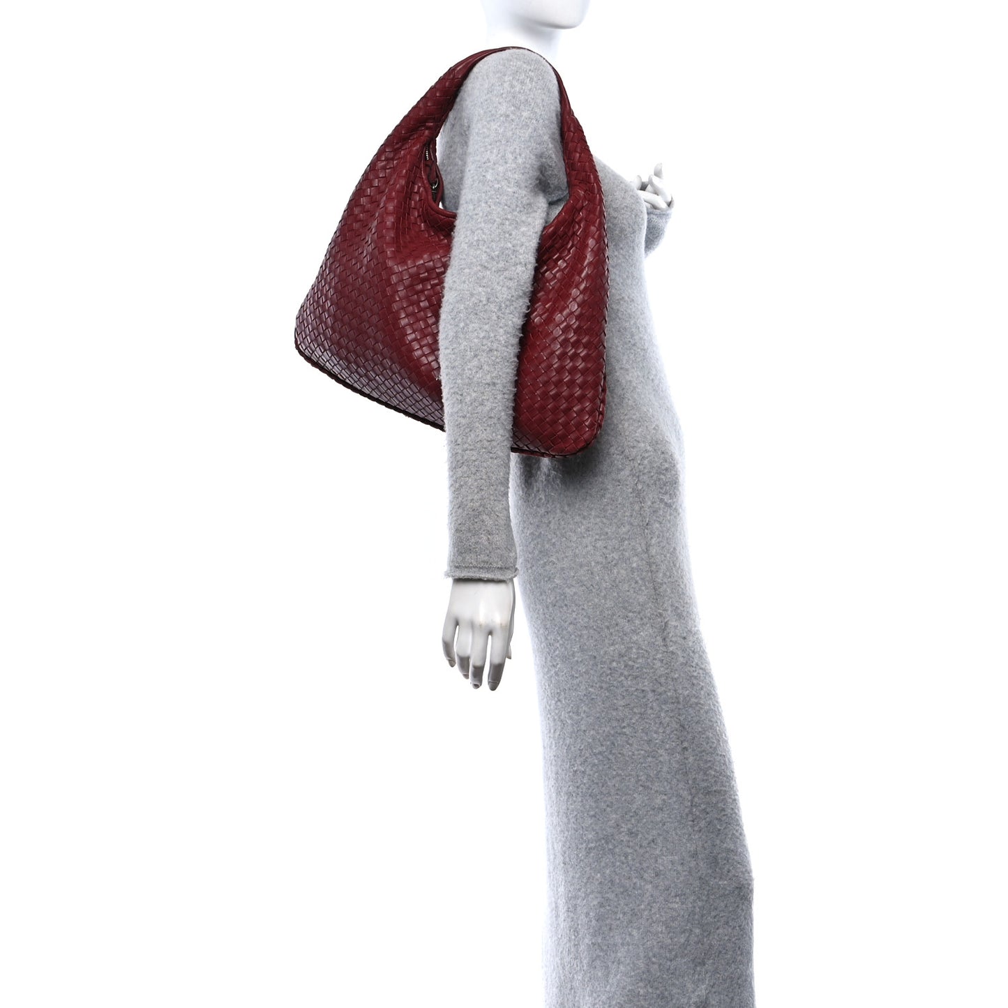Nappa Intrecciato Large Veneta Hobo Vermillion
