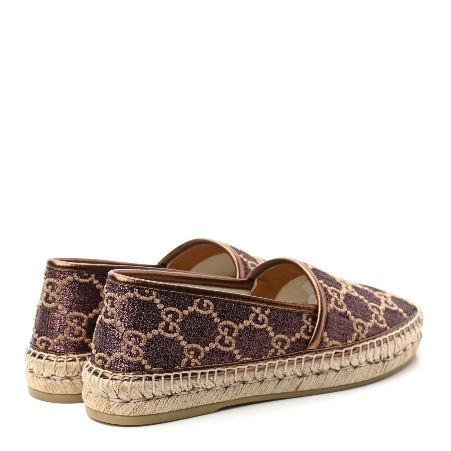 Gucci Lame Nappa GG Monogram Espadrilles 37 Brown Beige Light Bronze 4 of 9