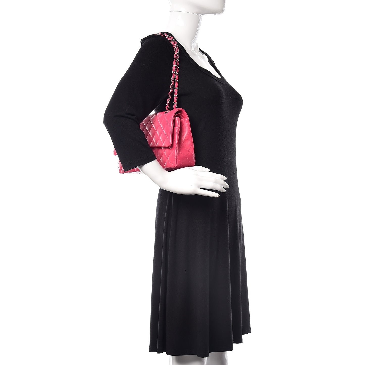 Lambskin Quilted Medium Double Flap Dark Pink