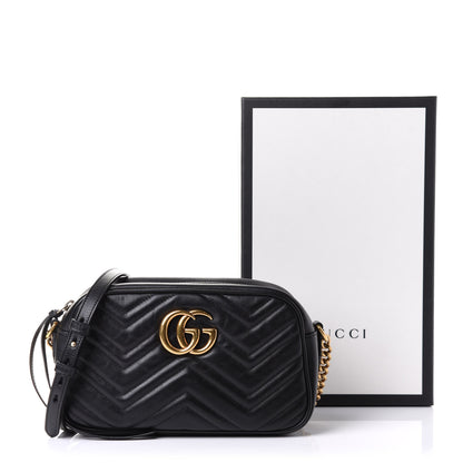 Gucci Calfskin Matelasse Small GG Marmont Chain Shoulder Bag Black 12 of 12