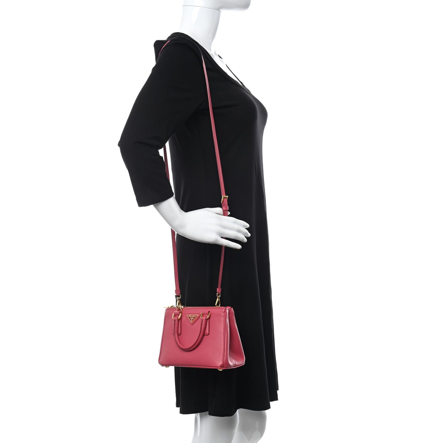 Saffiano Lux Micro Galleria Double Zip Tote Peonia