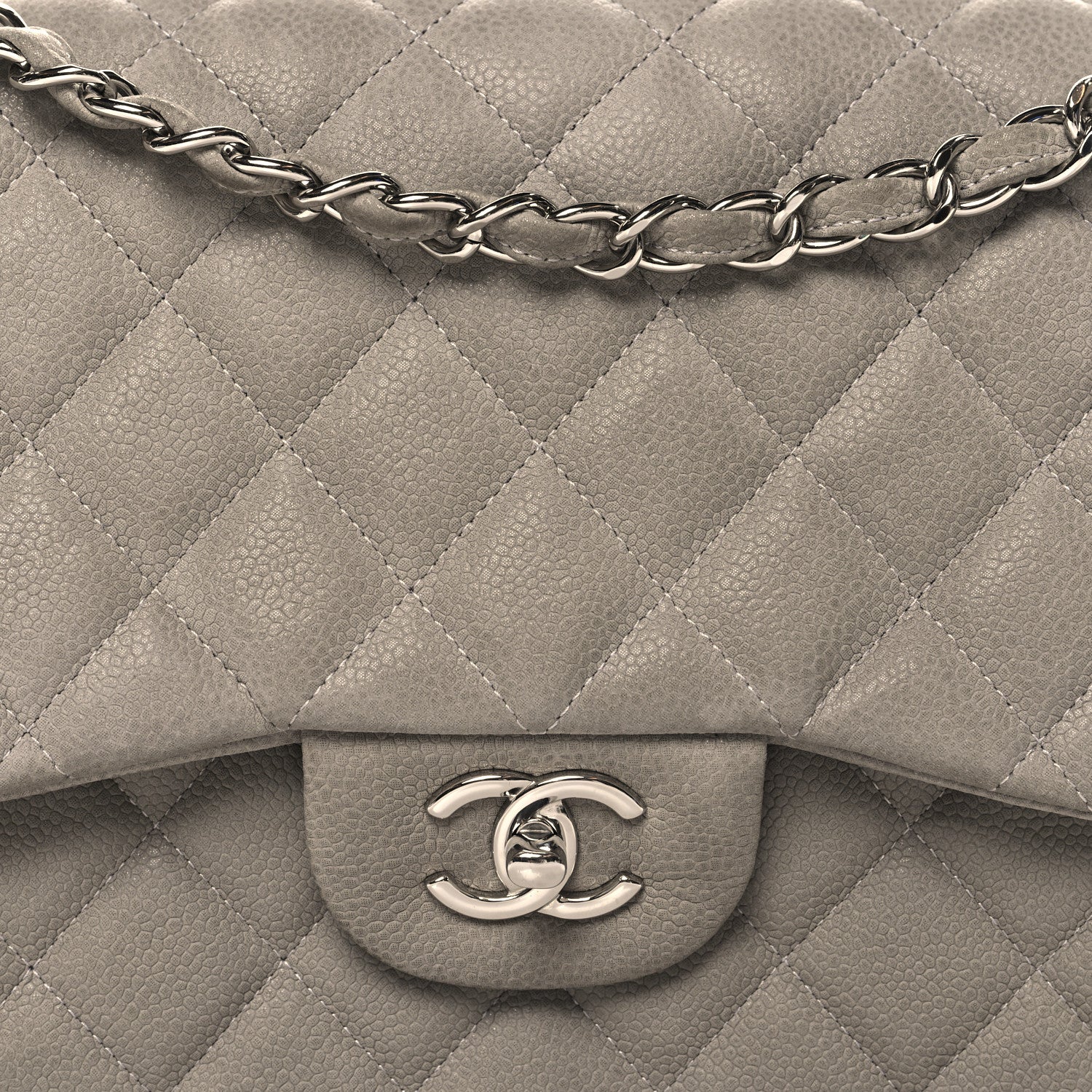 Chanel Iridescent Caviar Quilted Jumbo Double Flap Grey 8 of 10