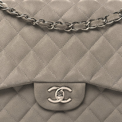 Chanel Iridescent Caviar Quilted Jumbo Double Flap Grey 8 of 10