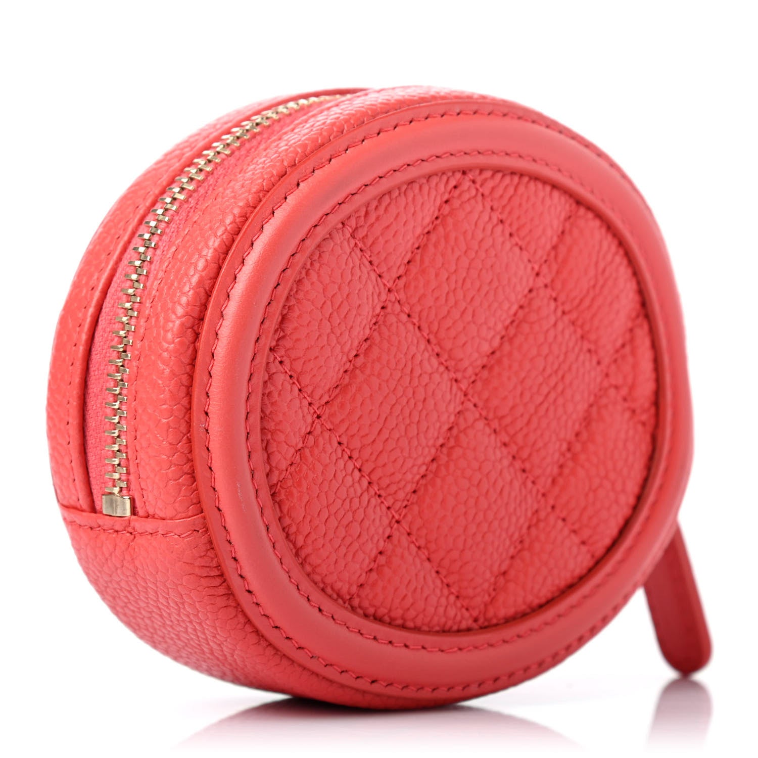 Chanel Caviar Quilted Filigree Zip Around Classic Coin Purse Red 2 of 4