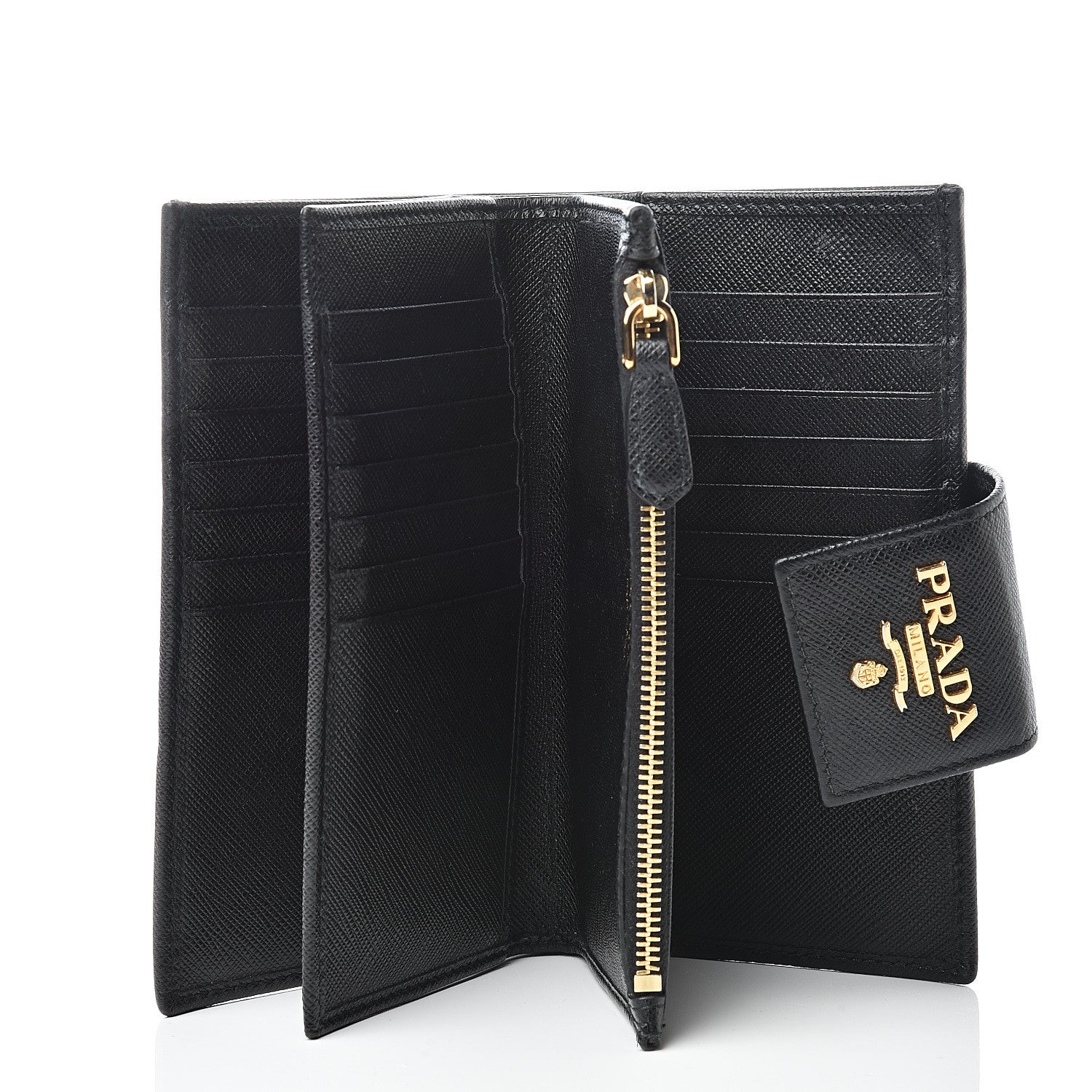 Prada Saffiano Metal Medium Wallet Black 4 of 11