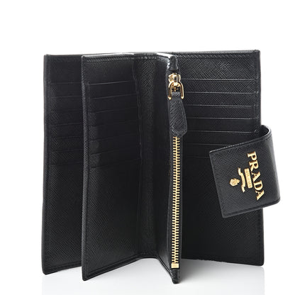 Prada Saffiano Metal Medium Wallet Black 4 of 11