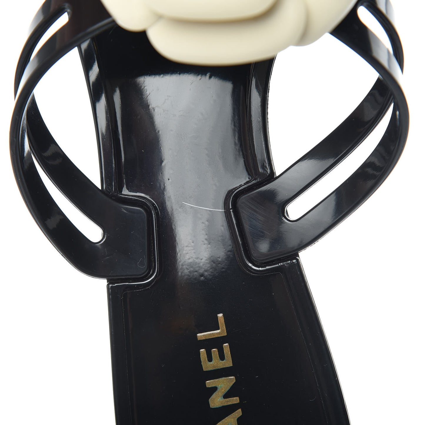 Jelly Camellia Thong Sandals 40 Black Ivory