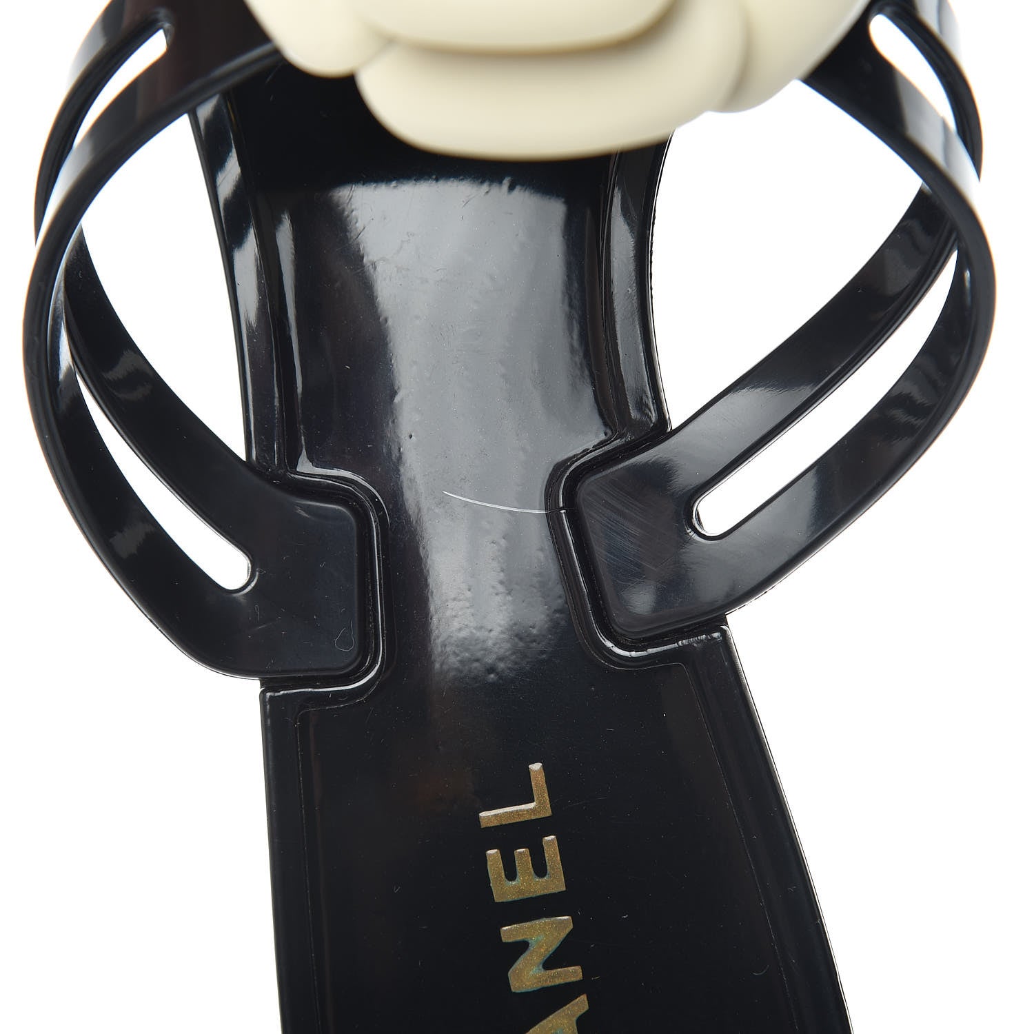 Chanel Jelly Camellia Thong Sandals 40 Black Ivory 10 of 16