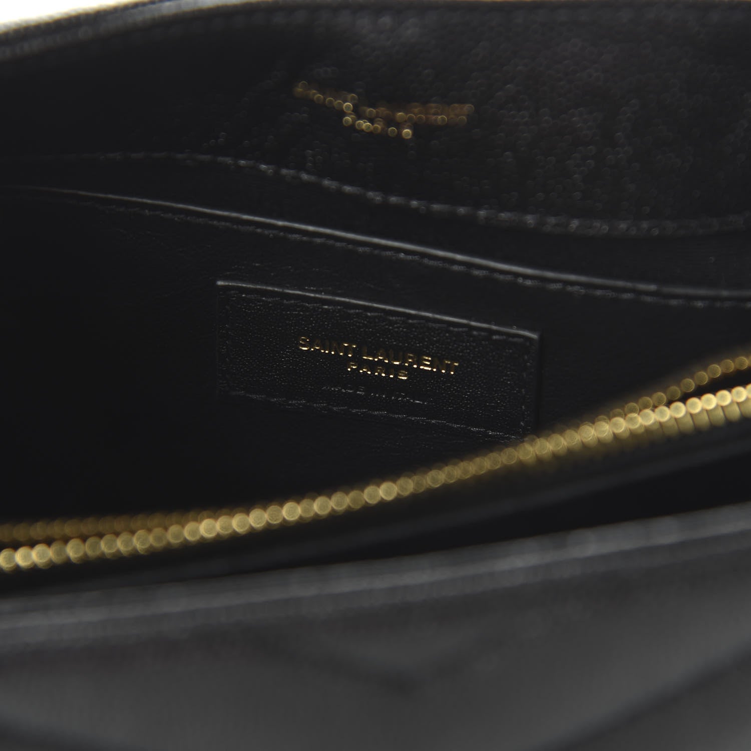 Saint Laurent Grain de Poudre Calfskin Y Quilted Monogram Small Loulou Chain Satchel Black 15 of 17