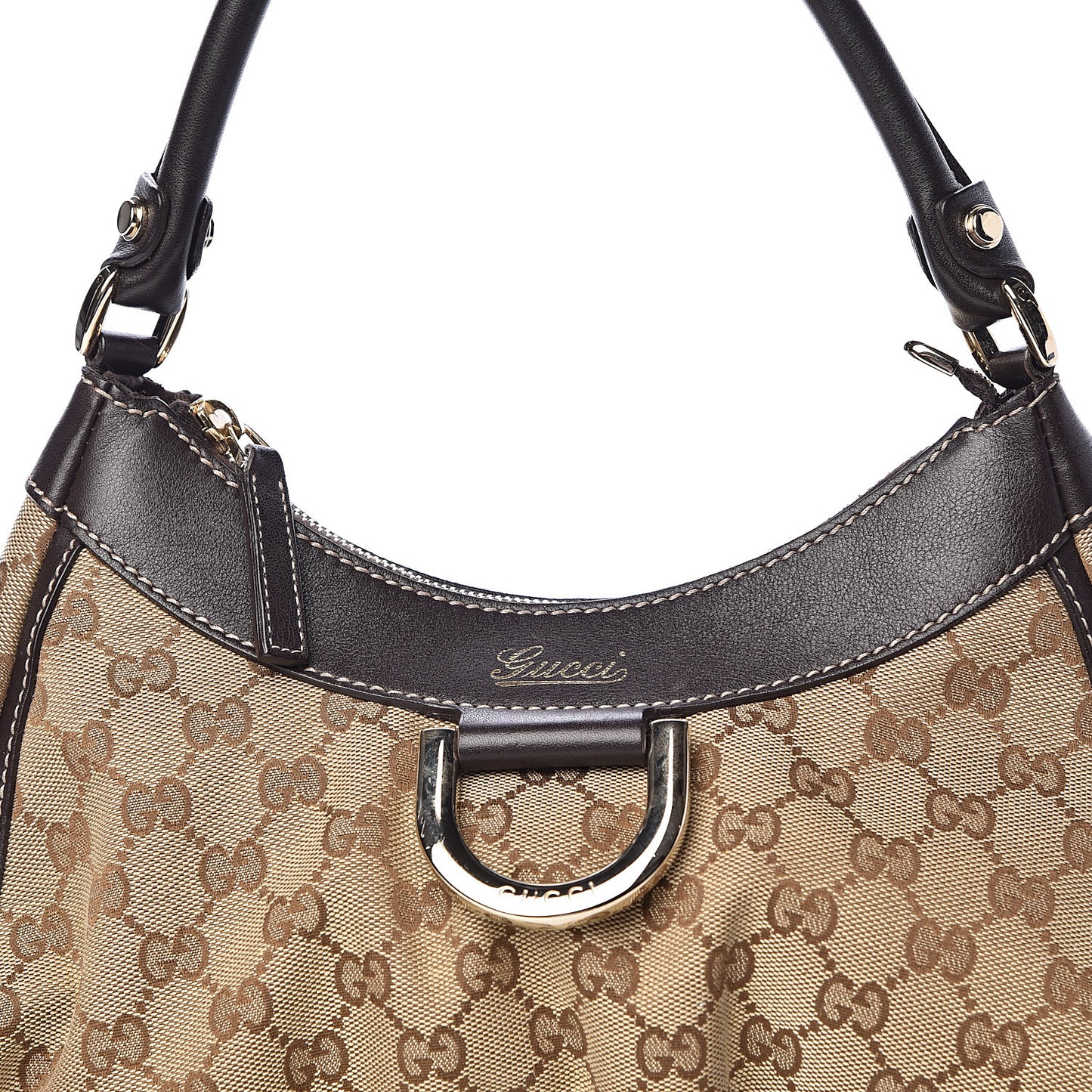 Monogram Medium D Gold Ring Hobo Brown