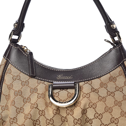 Gucci Monogram Medium D Gold Ring Hobo Brown 14 of 14