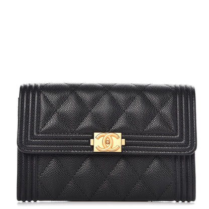 Chanel Caviar Quilted Medium Boy Flap Wallet Black 1 of 9