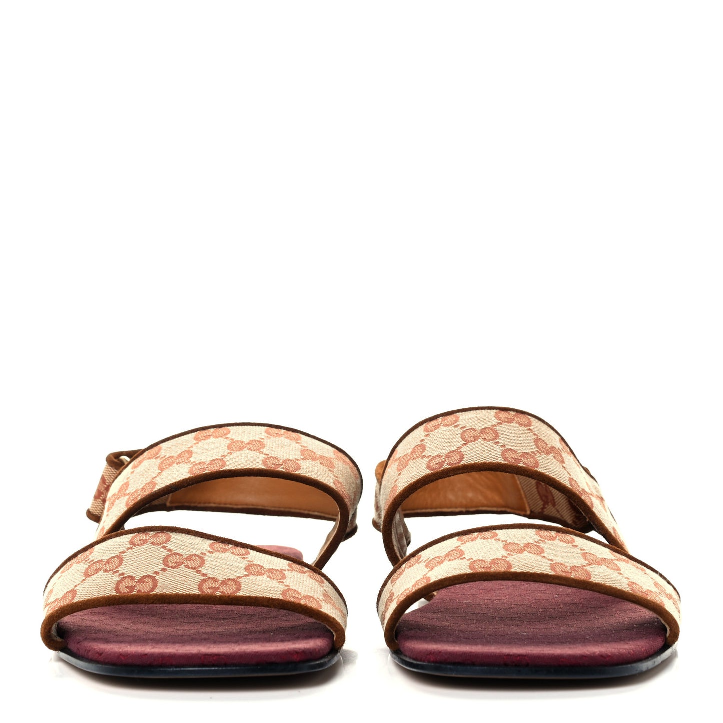 Canvas GG Monogram Mens Slingback Flat Sandals 9 Beige Ruggine Cuir