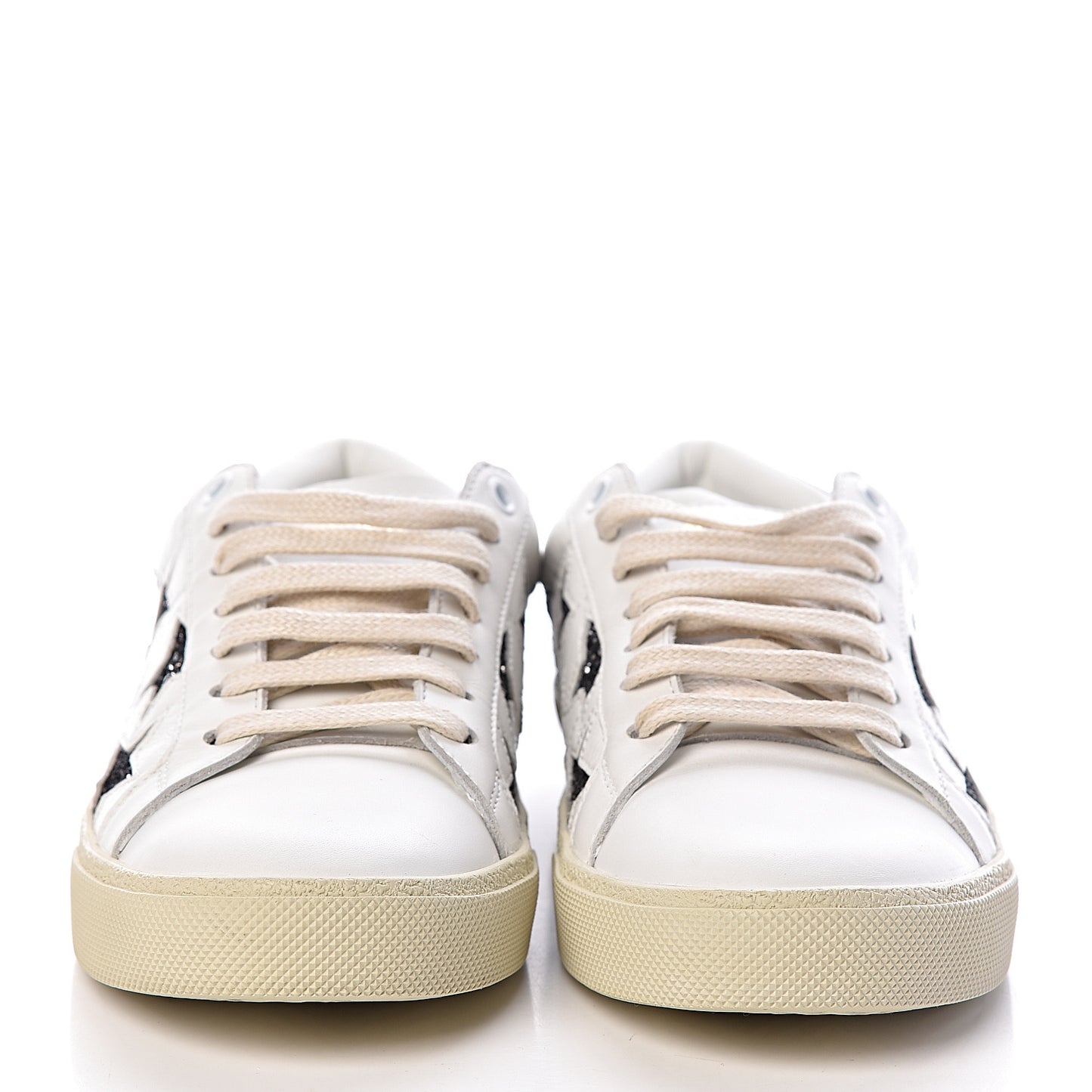 Calfskin Star Court Sneakers 39 White Argent