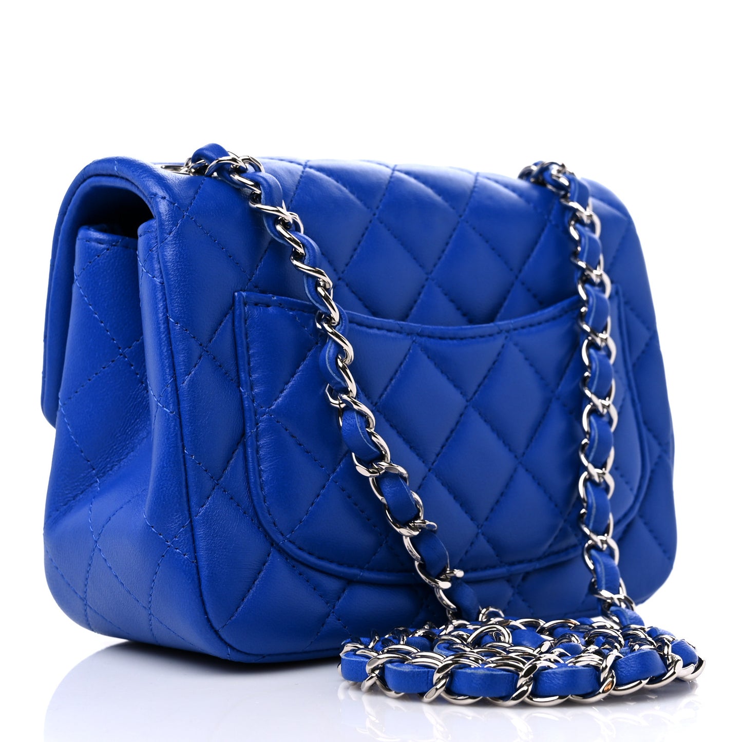 Lambskin Quilted Mini Square Flap Blue