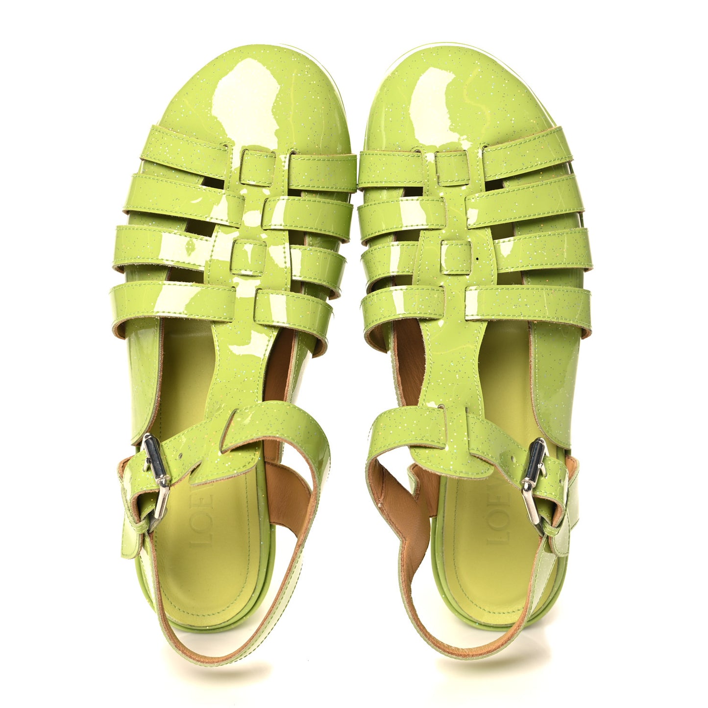 Glitter Rubber Wedge Sandals 39 Aniseed Green