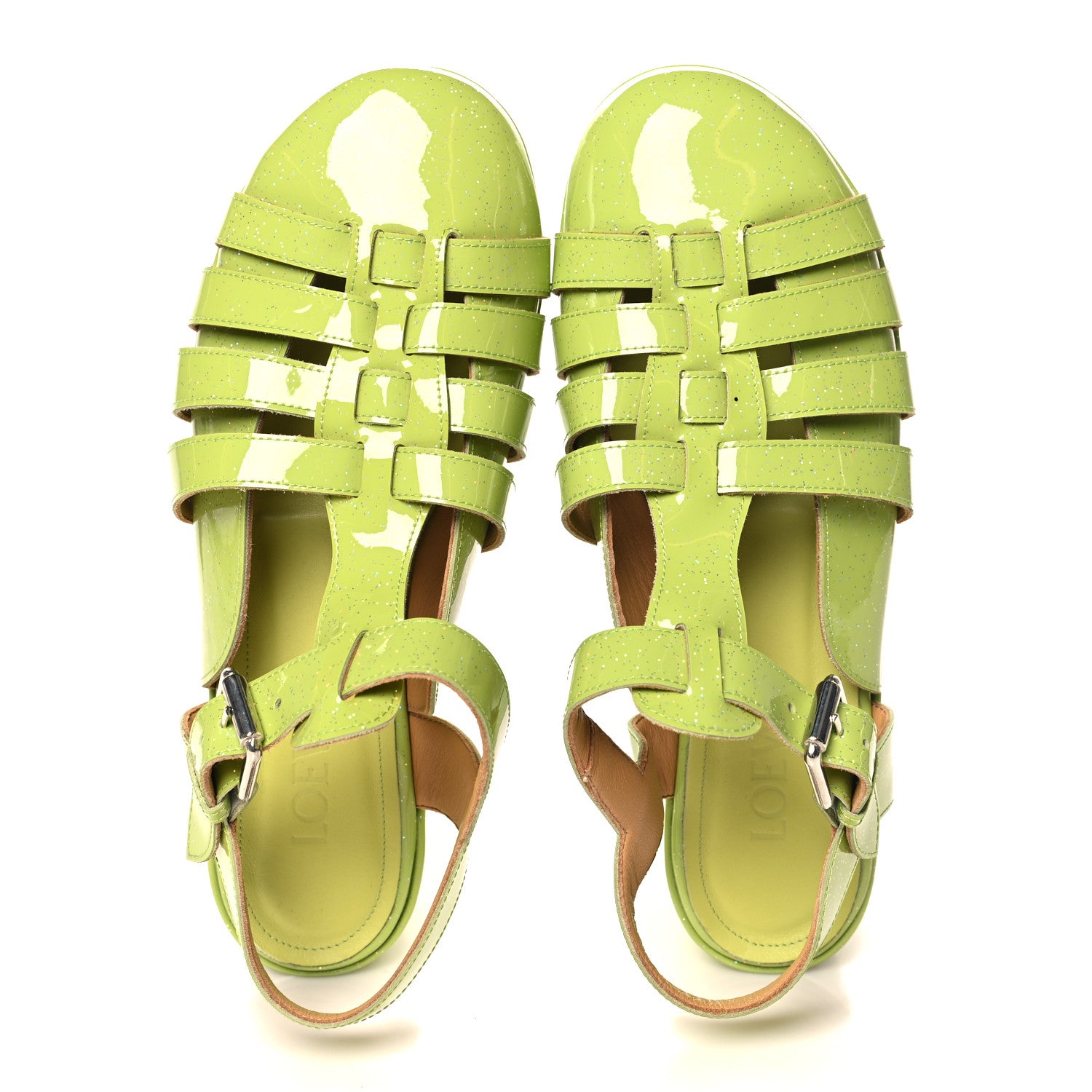 Loewe Glitter Rubber Wedge Sandals 39 Aniseed Green 2 of 9