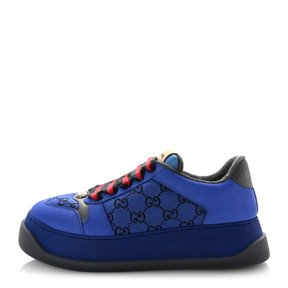 Gucci Monogram Nubuck Miro Soft Calfskin Mens Screener 50mm Sneakers 9.5 Imperial Blue Graphite Grey 1 of 10