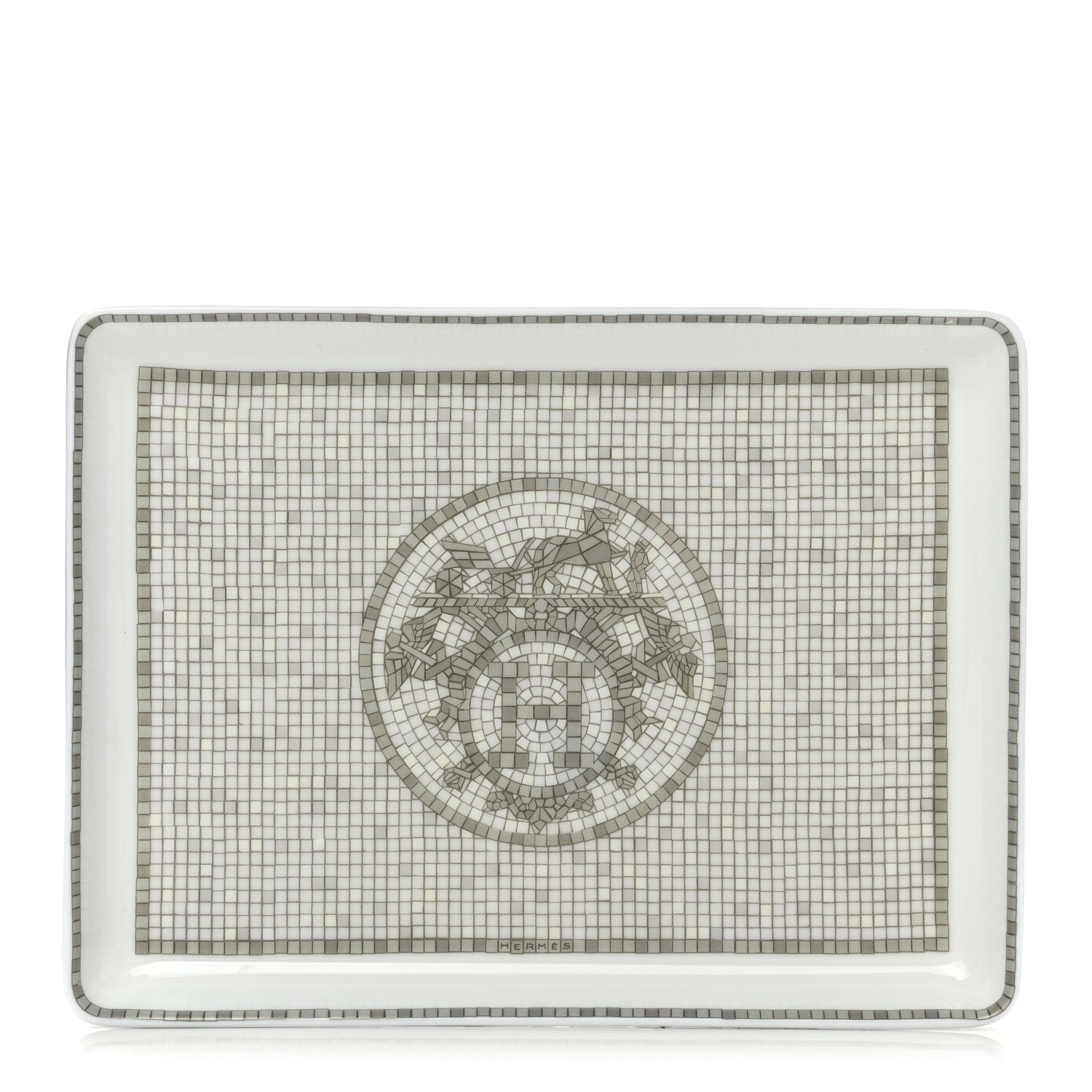 Hermes Porcelain Mosaique Au 24 Sushi Plate Platine 1 of 7
