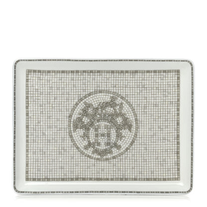 Hermes Porcelain Mosaique Au 24 Sushi Plate Platine 1 of 7