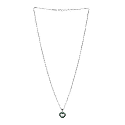 Chopard 18K White Gold Diamond Emerald Happy Heart Pendant Necklace Green 3 of 5
