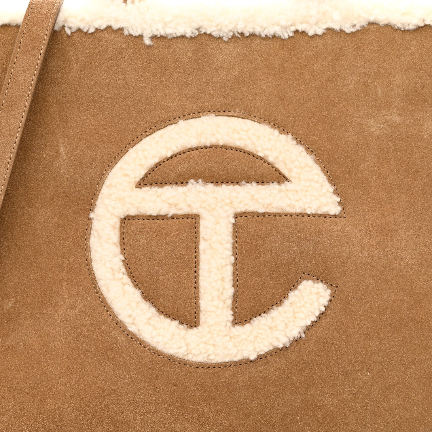Telfar X UGG Suede Shearling Medium Shopping Bag Chestnut 9 of 11