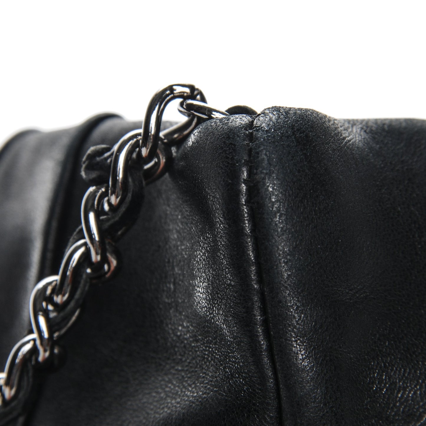 Lambskin Pleated Tassel Shoulder Bag Black