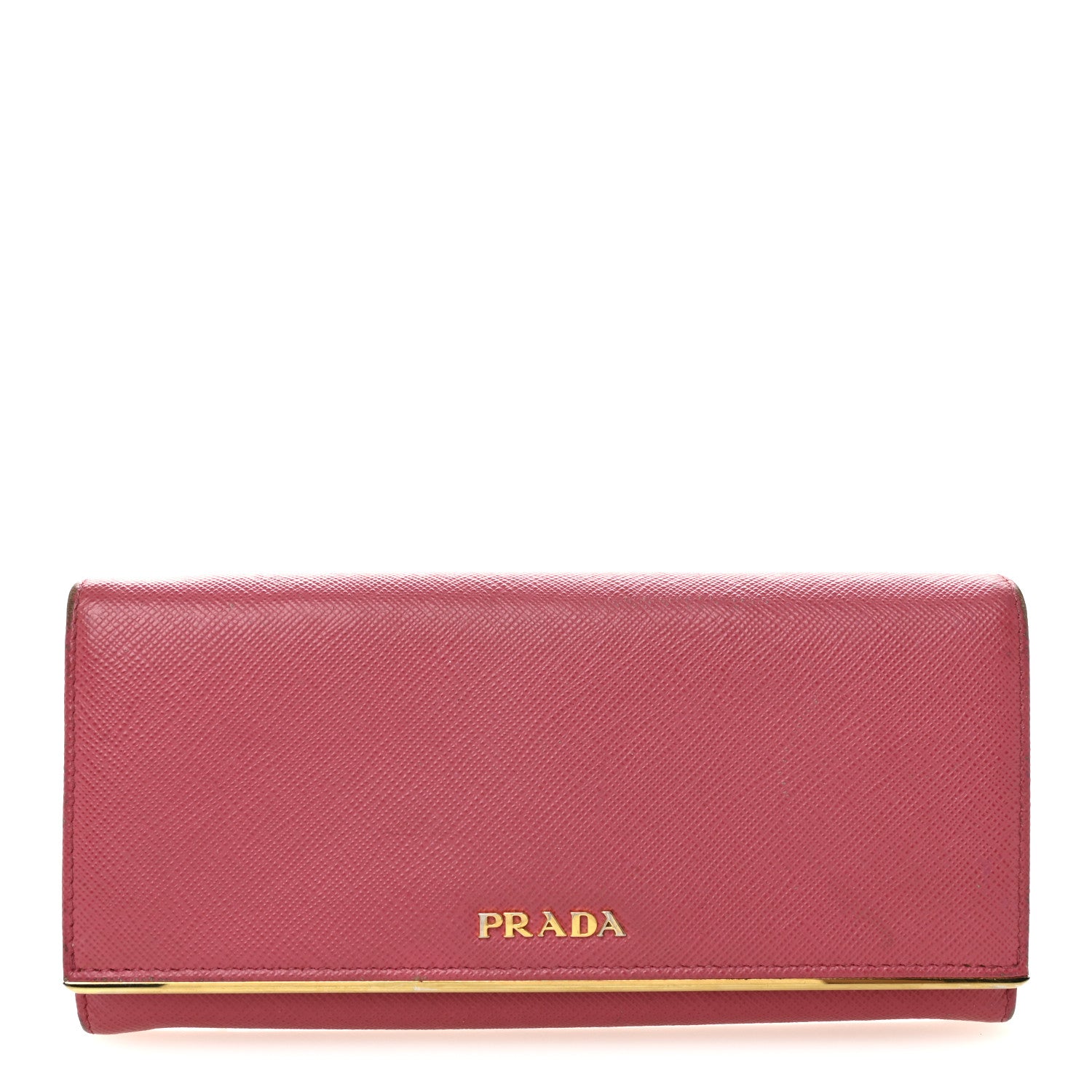 Prada Saffiano Metal Continental Flap Wallet Peonia 1 of 10