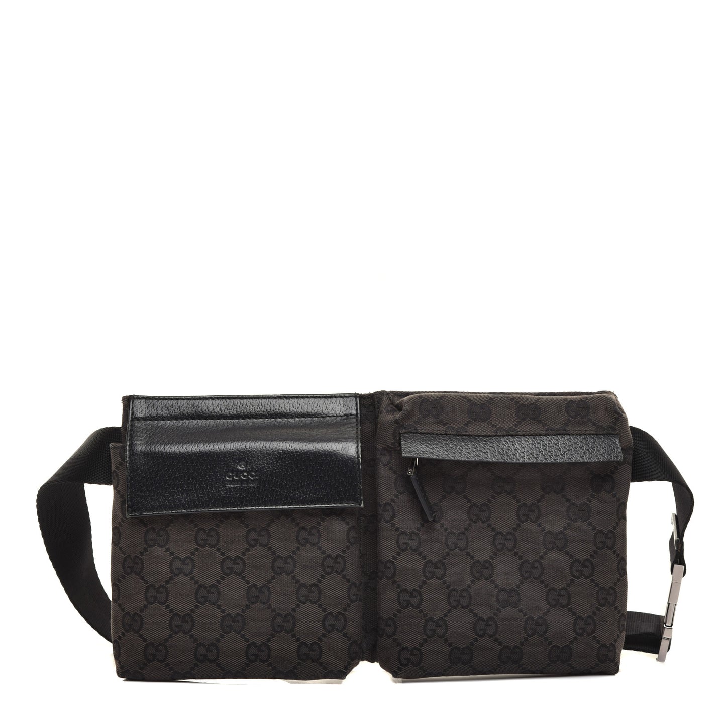 GG Monogram Double Pocket Belt Bag Black