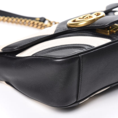 Gucci Calfskin Matelasse Small GG Marmont Shoulder Bag Black White 5 of 11