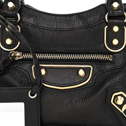 Balenciaga Chevre Gold Metallic Edge Hardware Mini City Black 7 of 9