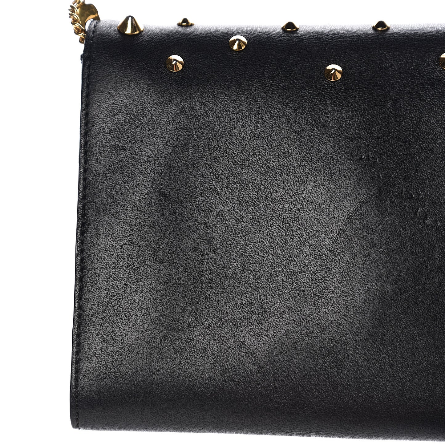 Vitello Studded Palazzo Medusa Evening Clutch Bag Black