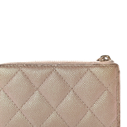 Chanel Iridescent Caviar Quilted Zipped Key Holder Case Beige 12 of 21