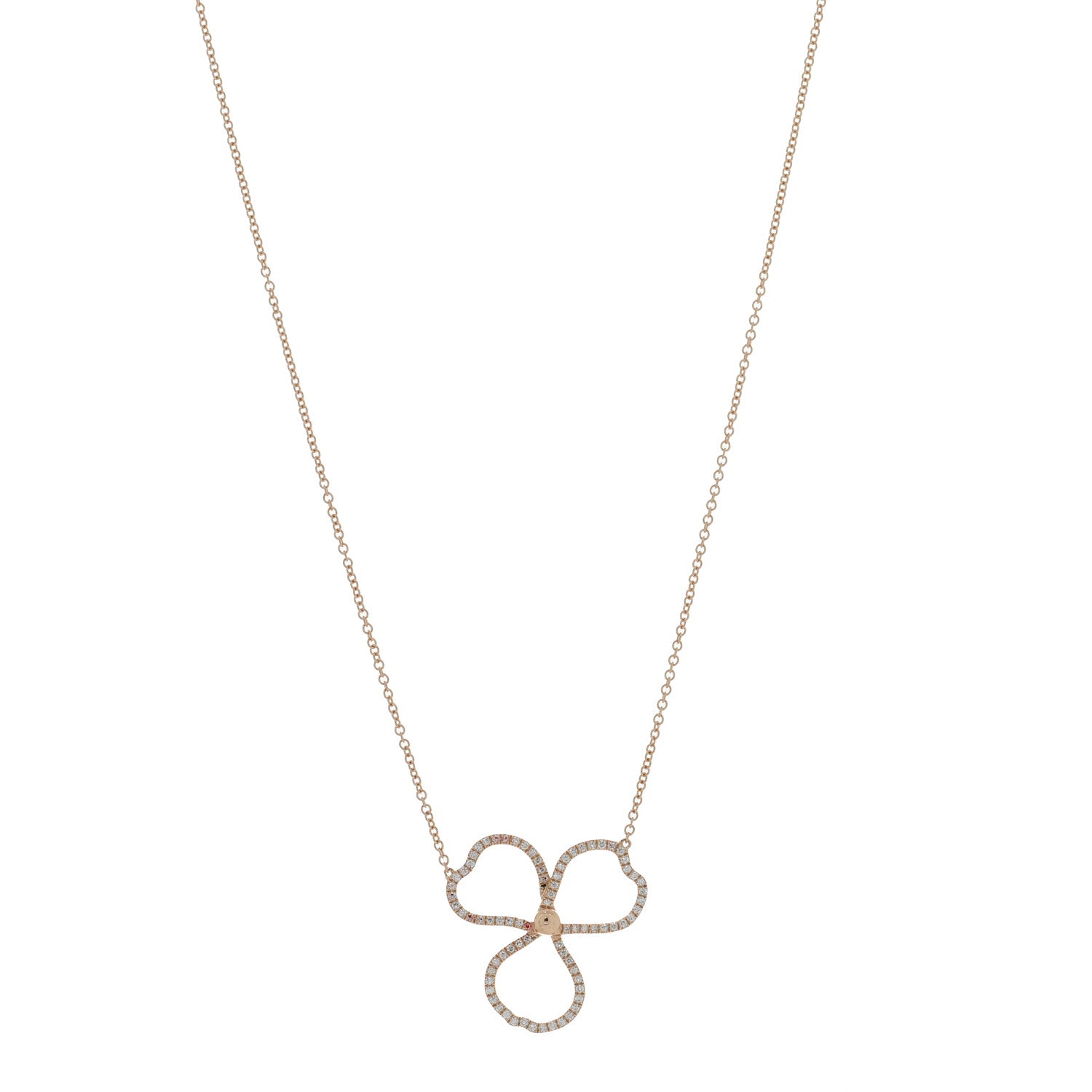 Tiffany 18K Rose Gold Diamond Open Flower Paper Flowers Pendant Necklace 1 of 4