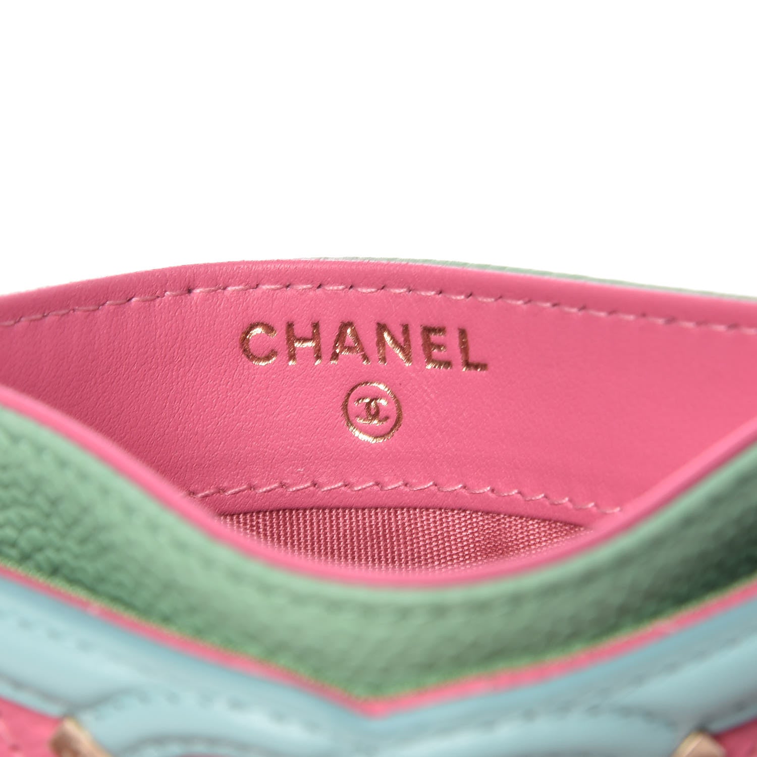 Chanel Caviar Quilted CC Filigree Card Holder Pink Blue Green 5 of 10