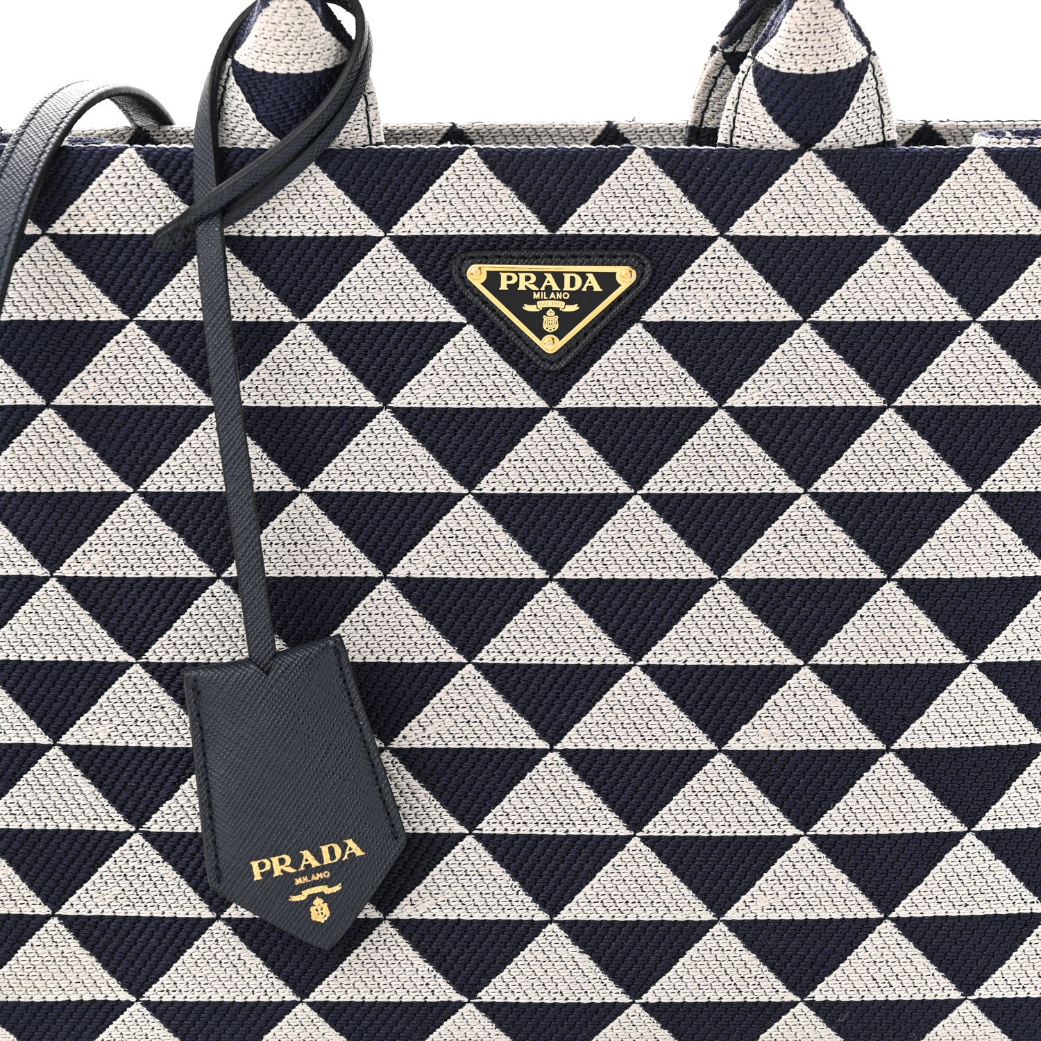 Prada Jacquard Saffiano Triangolo Symbole Embroidered Small Tote Baltico Talco 8 of 10