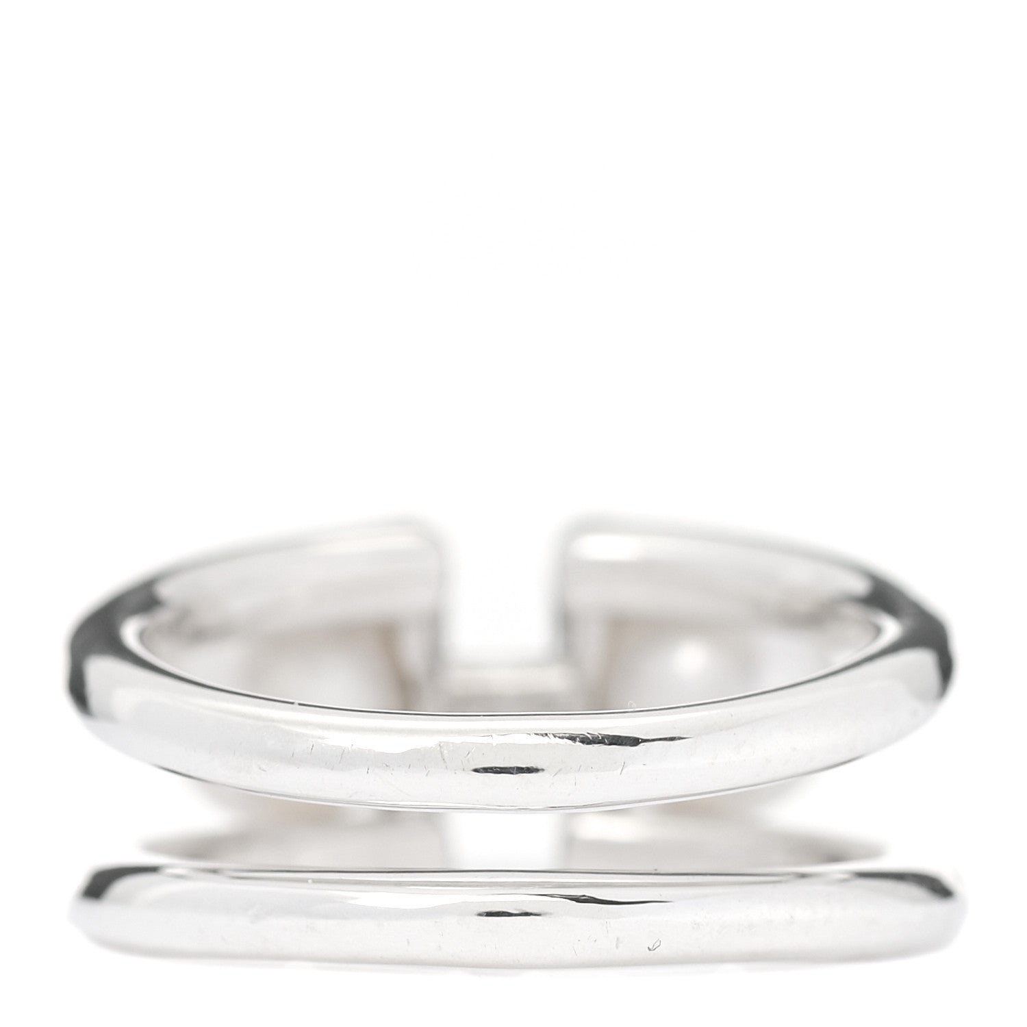 Tiffany Sterling Silver Pearl HardWear Double Pearl Ring 49 4.75 3 of 4