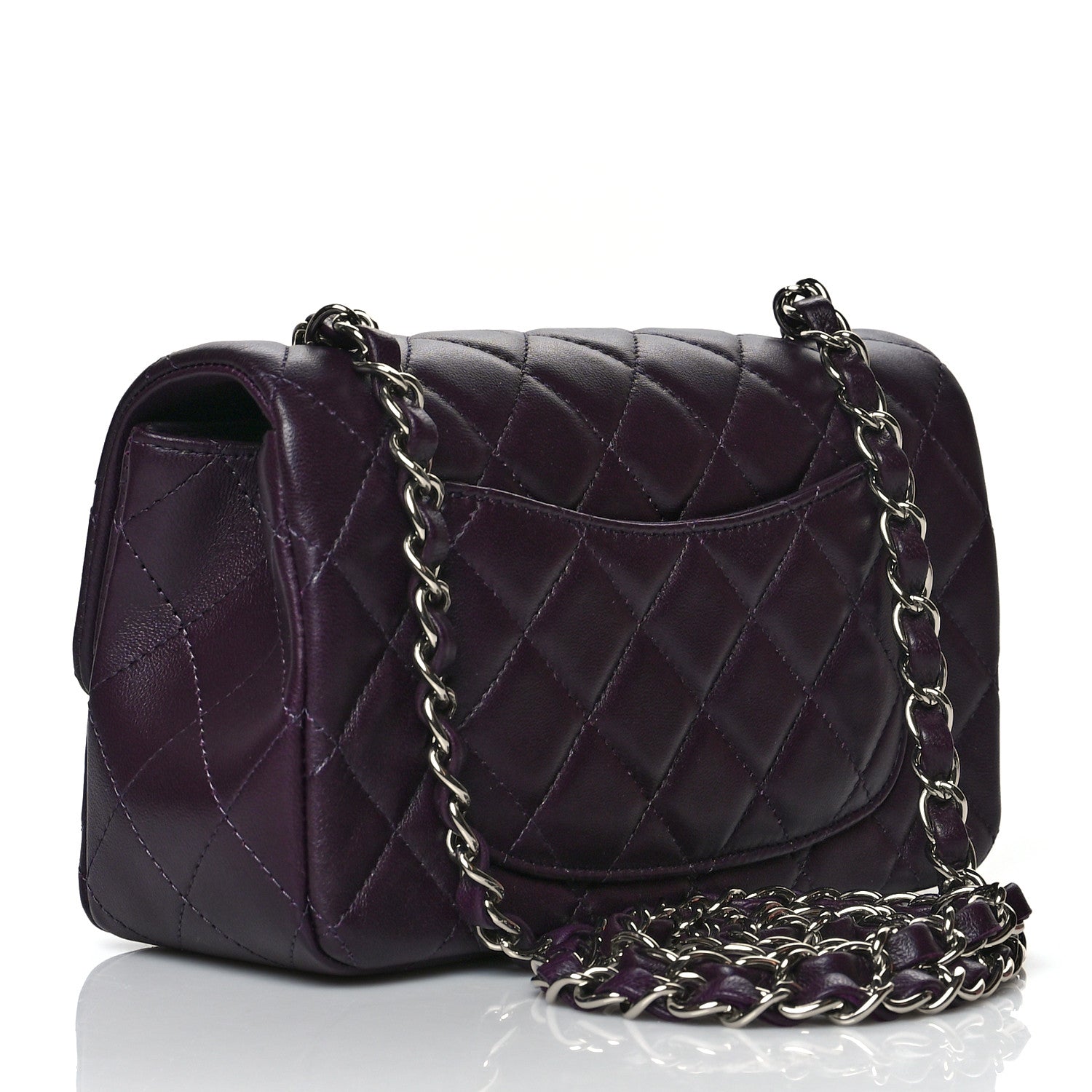 Chanel Lambskin Quilted Mini Rectangular Flap Dark Purple 4 of 11