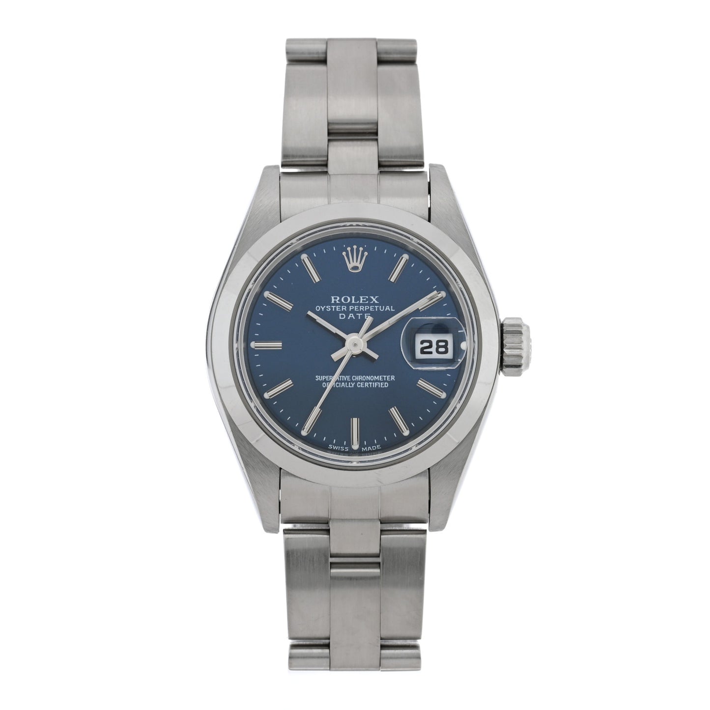 Stainless Steel 26mm Oyster Perpetual Date Watch Blue 79160