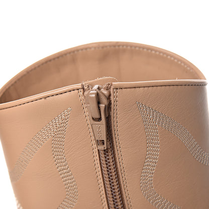 Valentino Garavani Calfskin Embroidered Texan 50mm Cowboy Ankle Boots 35.5 Naturale 10 of 13