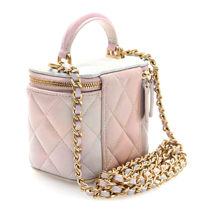 Chanel Lambskin Quilted Ombre Mini Top Handle Vanity Case With Chain Pink Multicolor 2 of 9