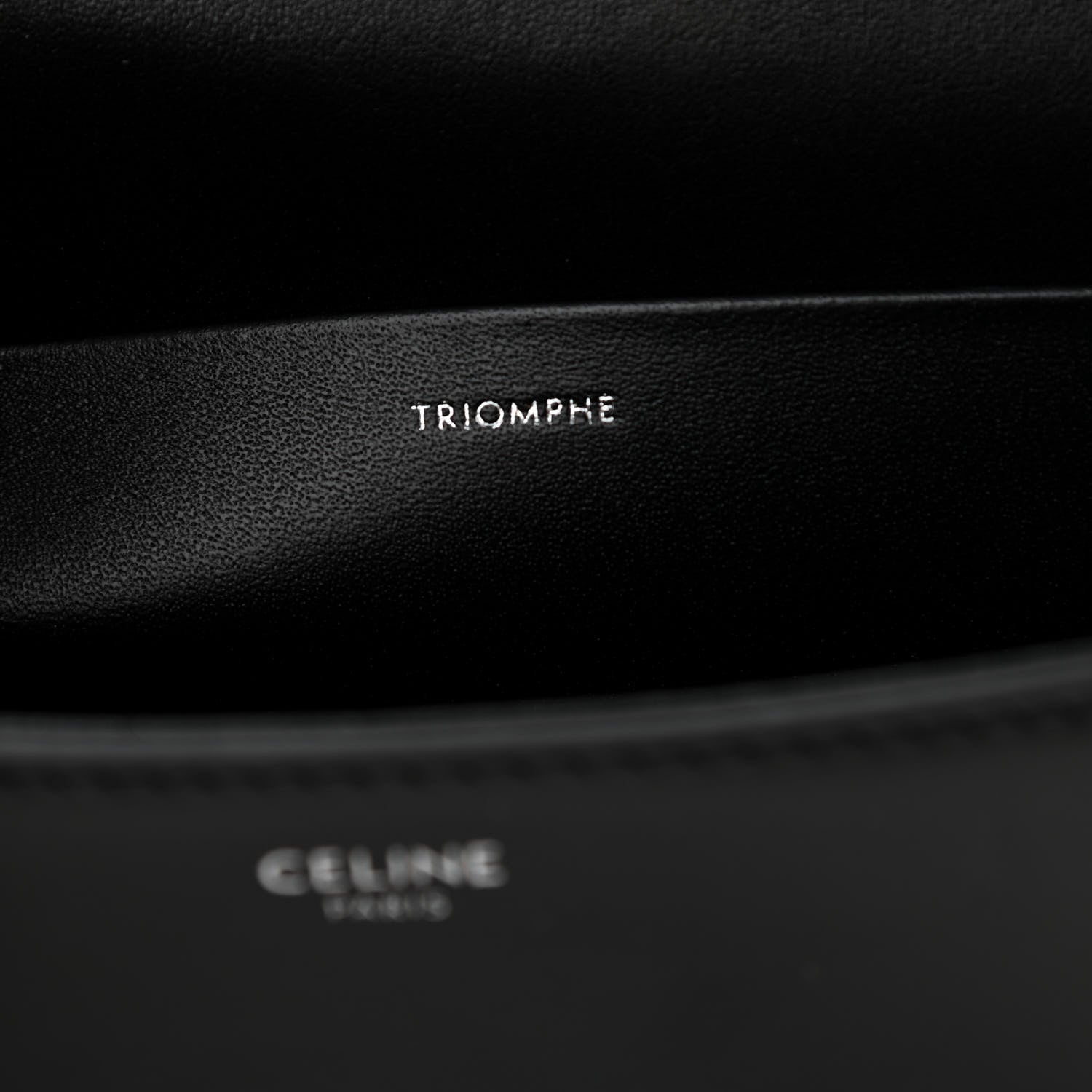 Celine Shiny Calfskin Triomphe Chain Shoulder Bag Black 7 of 10