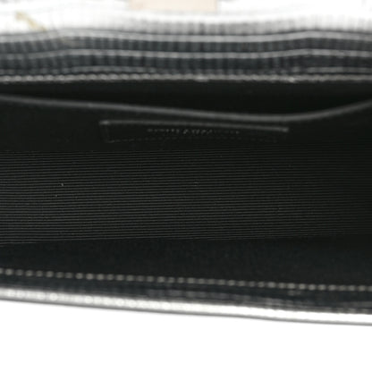 Saint Laurent Metallic Calfskin Lizard Embossed Small Classic Monogram Kate Tassel Satchel Silver 5 of 14