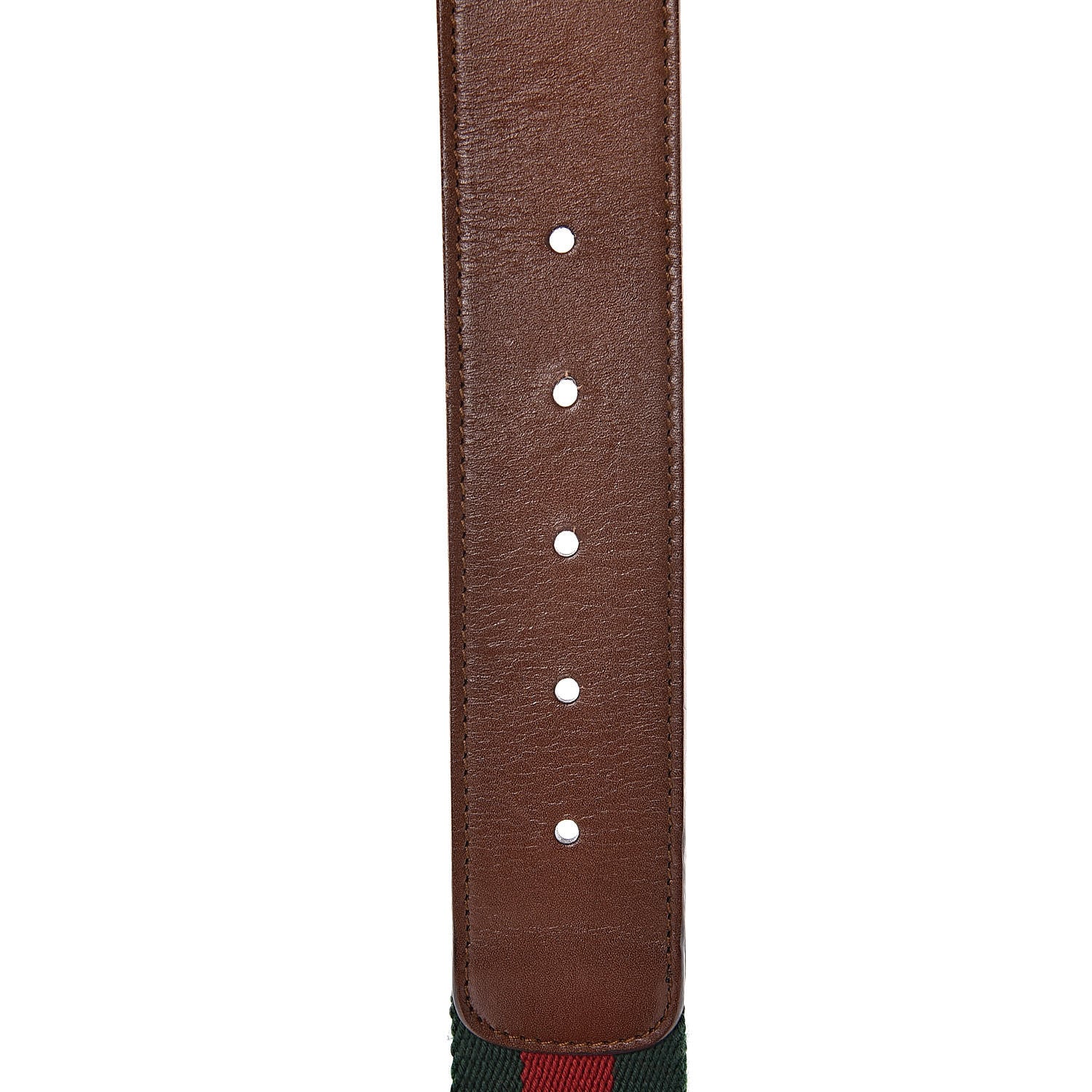 Gucci Nylon Calfskin Double G Web 40mm Belt 80 32 Green Red Cuir 5 of 8