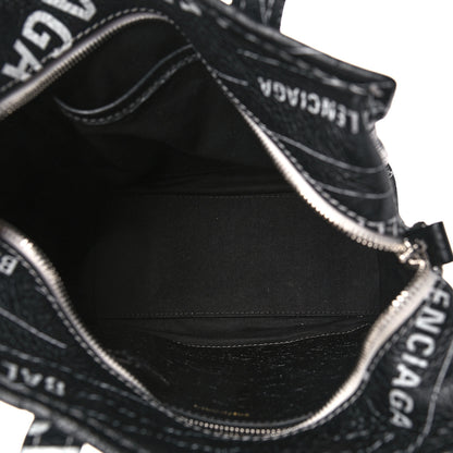 Balenciaga Agneau Arena Logo Multicolor Print XS Bazar Shopper Tote Black White 5 of 11