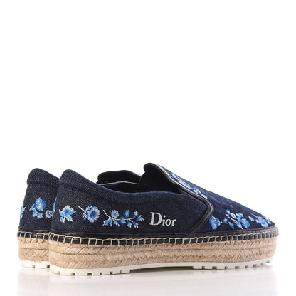 Christian Dior Denim Embroidered Espadrille 39 Blue 4 of 9